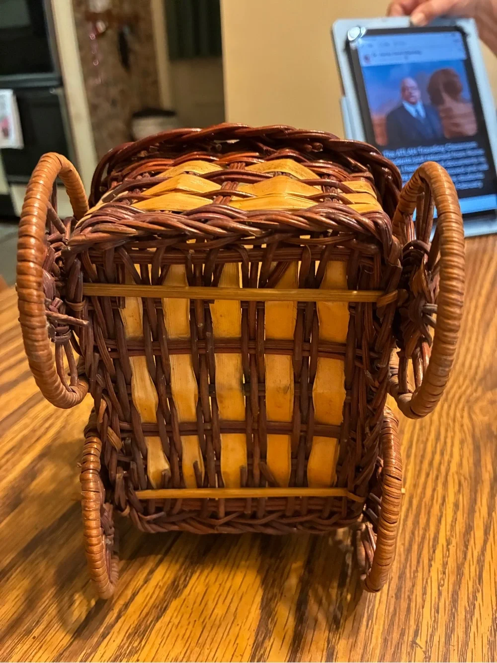 Antique like Wicker Basket with Pink & Cream Baby Doll Set1980-2000